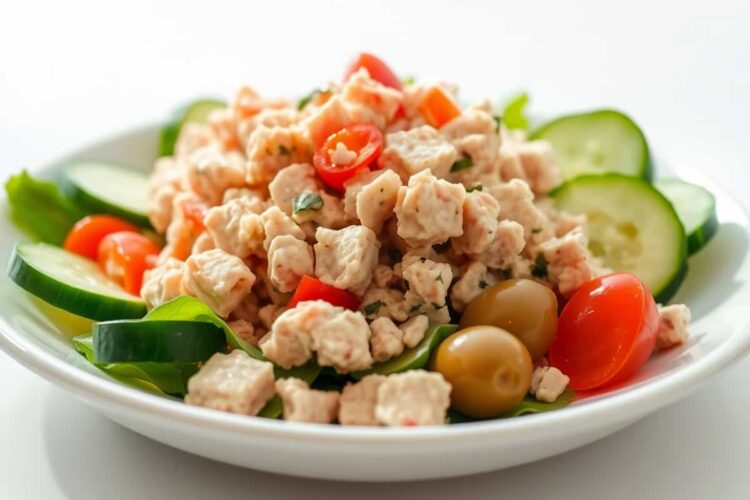 Insalata di tonno con cetrioli per dieta facile, ricetta semplice e gustosa