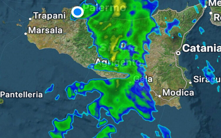 Maltempo in Sicilia, piogge e veloci rovesci