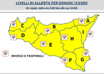 Maltempo in Sicilia: domani 12 maggio allerta gialla