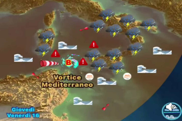 Maltempo in Sicilia, in arrivo vortice afro mediterraneo con temporali e venti a rotazione