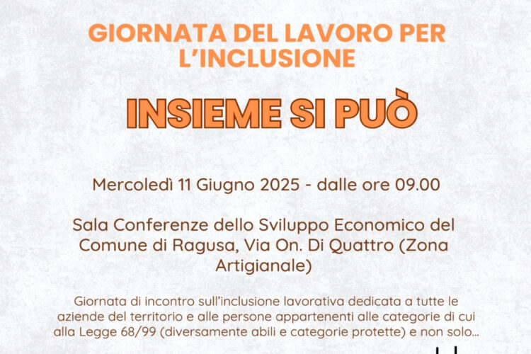 Ragusa, giornata dedicata all’inclusione nel mondo del lavoro delle persone con disabilità