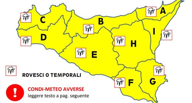 Maltempo in Sicilia, nuova allerta gialla per domani 19 giugno: piogge e temporali