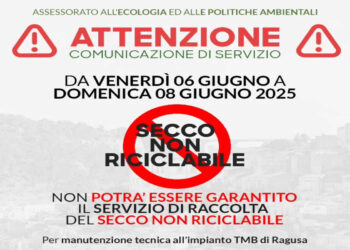 Modica, da domani a domenica non si raccoglie l'indifferenziato