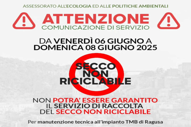 Modica, da domani a domenica non si raccoglie l'indifferenziato