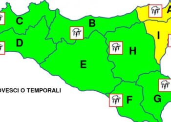 Maltempo Sicilia,  piogge sparse e allerta gialla per il 30 luglio