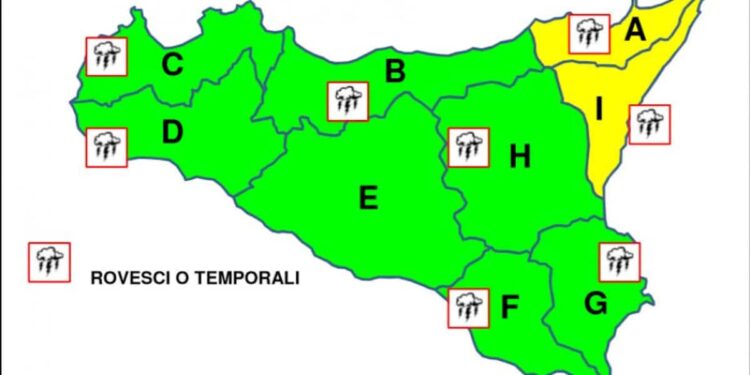 Maltempo Sicilia, piogge sparse e allerta gialla per il 30 luglio