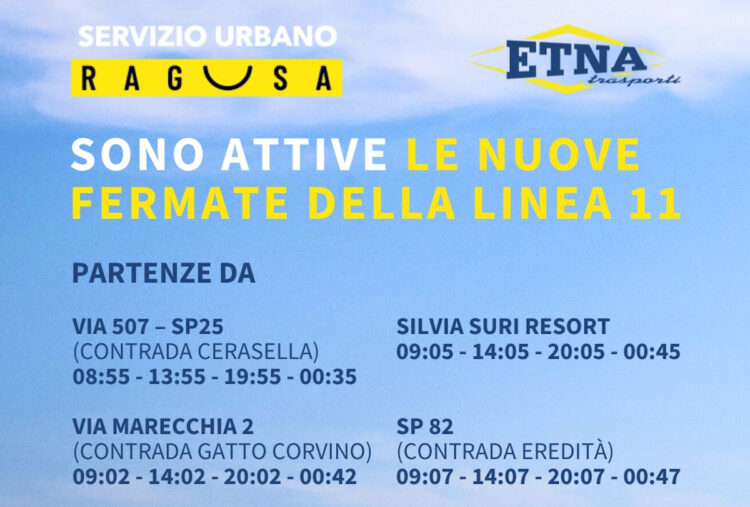 La linea 11, in servizio a Marina di Ragusa, servirà 4 volte al giorno anche le contrade vicine