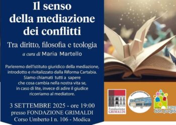 Il senso della mediazione dei conflitti di Maria Martello il 3 settembre a Modica