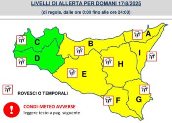 Maltempo in Sicilia: allerta meteo per temporali per le prossime 18-24 ore