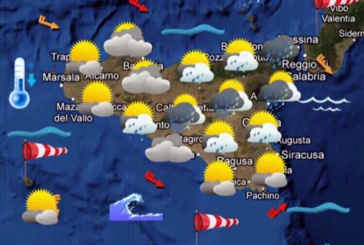 Maltempo Sicilia, oggi temporali e temperature in calo