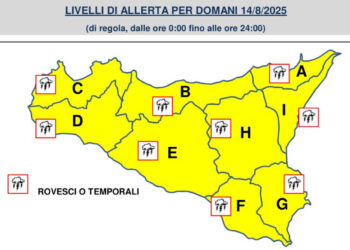 Maltempo in Sicilia, vigilia di Ferragosto con allerta gialla: piogge e temporali