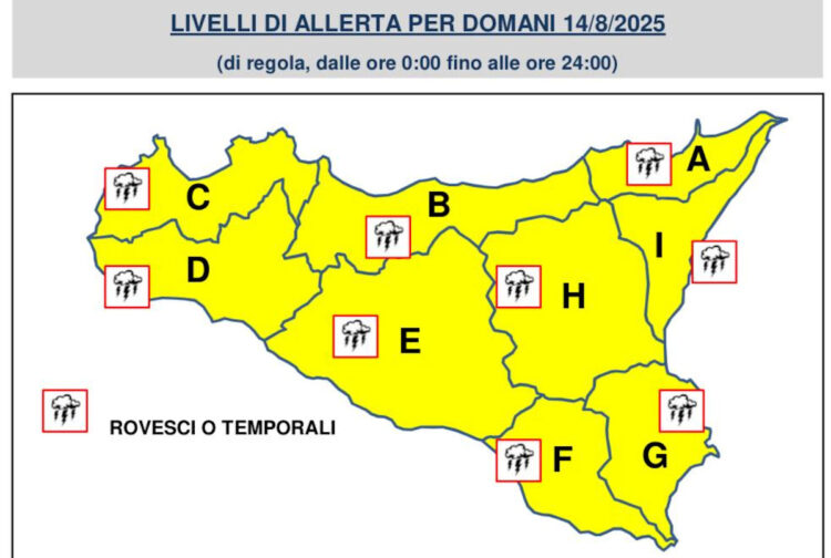 Maltempo in Sicilia, vigilia di Ferragosto con allerta gialla: piogge e temporali