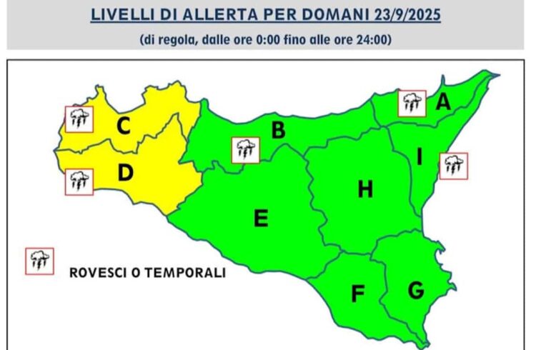 Maltempo in Sicilia, Allerta Gialla per domani 23 settembre: ecco dove
