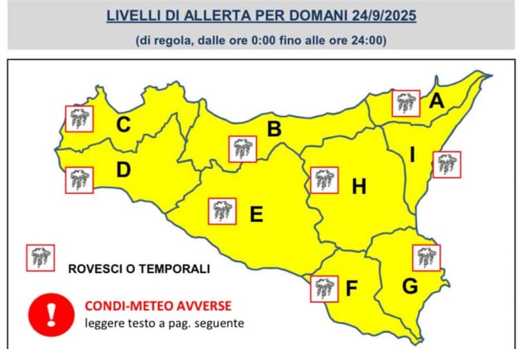 Maltempo, allerta meteo gialla per la Sicilia: in arrivo temporali e forti raffiche di vento
