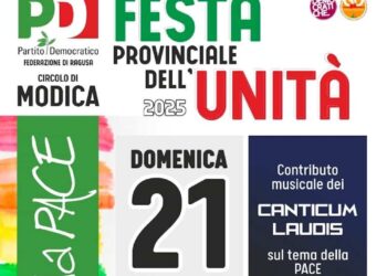 Modica oggi la Festa provinciale dell’Unità 2025: una giornata per la pace e la solidarietà