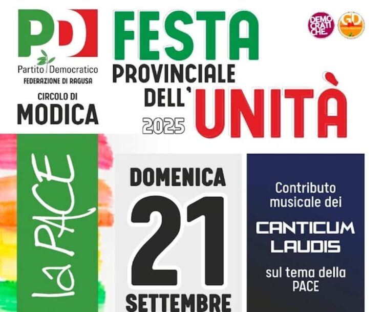 Modica oggi la Festa provinciale dell’Unità 2025: una giornata per la pace e la solidarietà