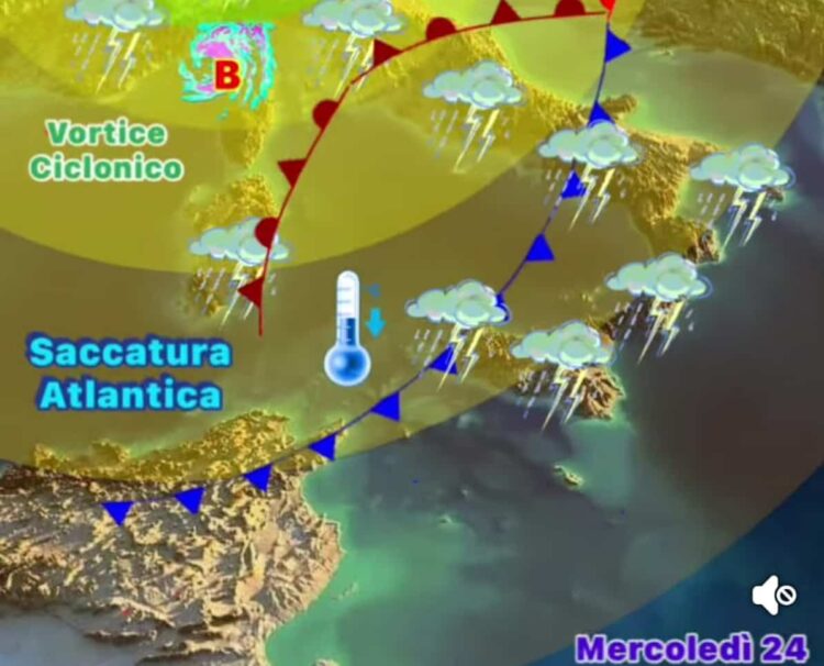 Maltempo Sicilia, saccatura atlantica e vortice ciclonico: in arrivo forti piogge e temporali