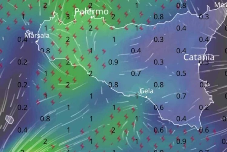 Maltempo Sicilia: da stasera pioggia e temporali