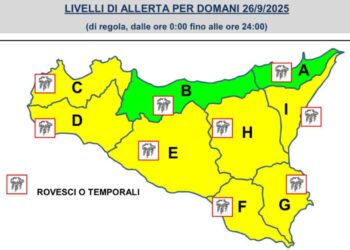 Maltempo Sicilia, domani allerta meteo per piogge e fenomeni temporaleschi