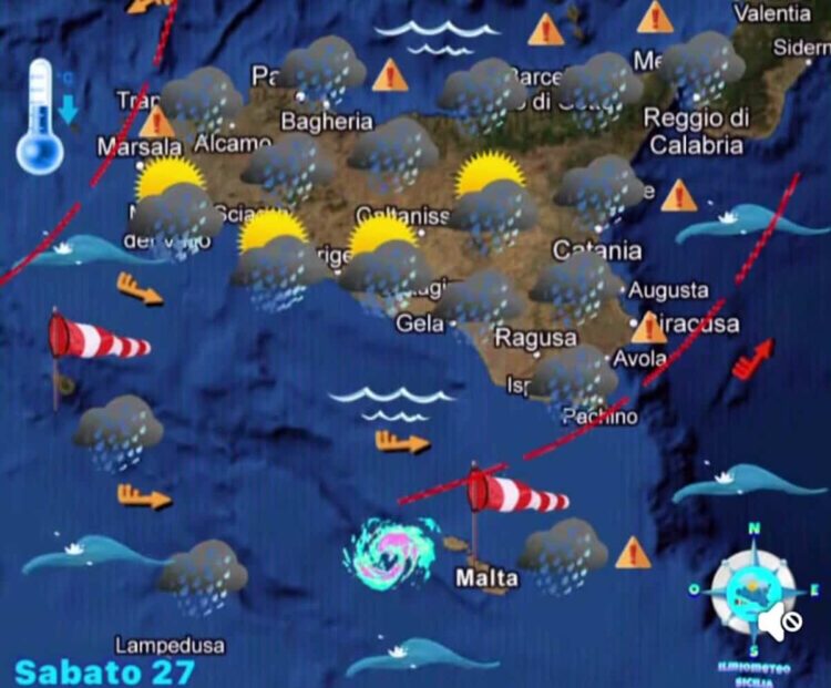 Maltempo Sicilia, in arrivo piogge e temporali di forte intensità con possibili nubifragi