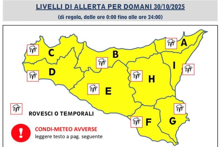 Maltempo Sicilia: in arrivo piogge, temporali e venti forti