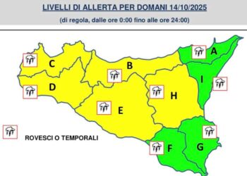 Maltempo Sicilia, allerta meteo gialla domani 14 ottobre per piogge e temporali