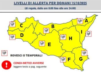 Maltempo Sicilia, in arrivo piogge e temporali: allerta gialla per rischio idrogeologico