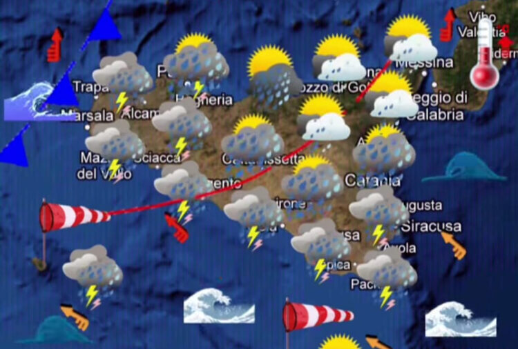 Maltempo Sicilia, temporali intensi e forti venti in arrivo per domani 30 ottobre