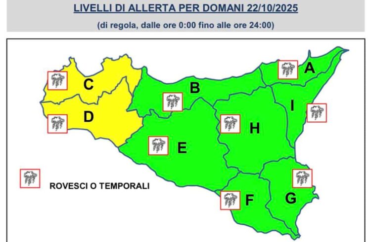 Maltempo Sicilia, allerta meteo: piogge e temporali