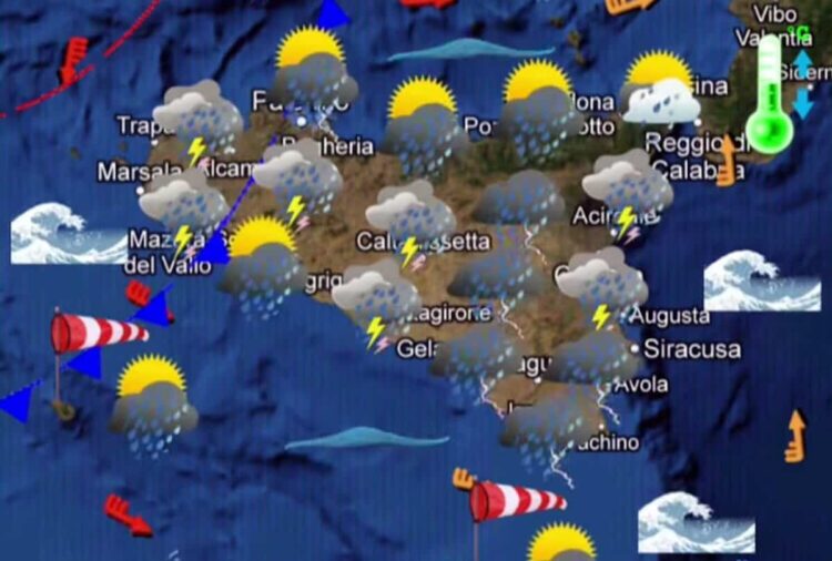 Maltempo Sicilia, oggi piogge e temporali: allerta meteo gialla