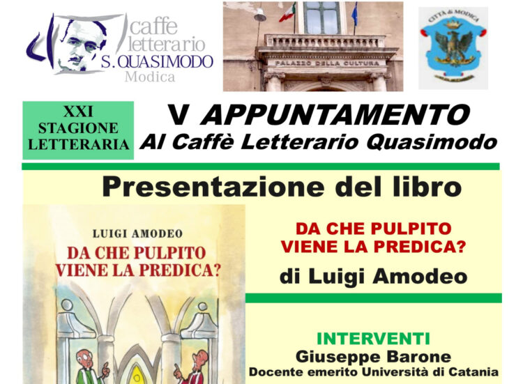 Modica, quinto appuntamento al Caffè Quasimodo con Luigi Amodeo