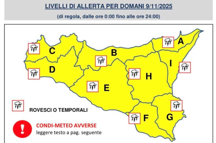 Maltempo Sicilia: è ancora allerta meteo gialla per piogge e temporali