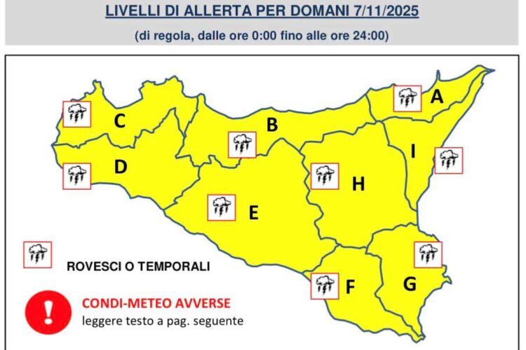 Maltempo Sicilia: allerta gialla per temporali, fulmini e forti raffiche di vento