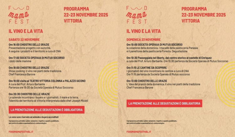 Food Mama Fest a Vittoria il 22 e il 23 novembre