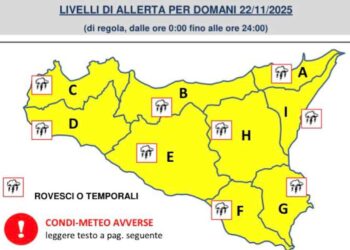 Maltempo Sicilia: allerta gialla per temporali, venti di burrasca e mareggiate