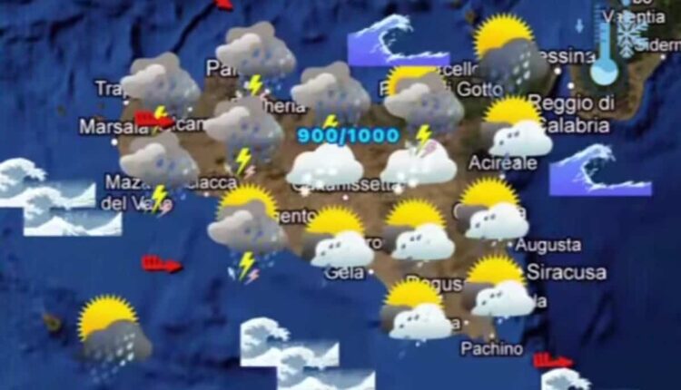 Maltempo Sicilia: aria artica con temporali, venti di burrasca e neve a bassa quota