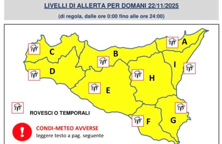 Maltempo Sicilia: allerta gialla per temporali, venti di burrasca e mareggiate