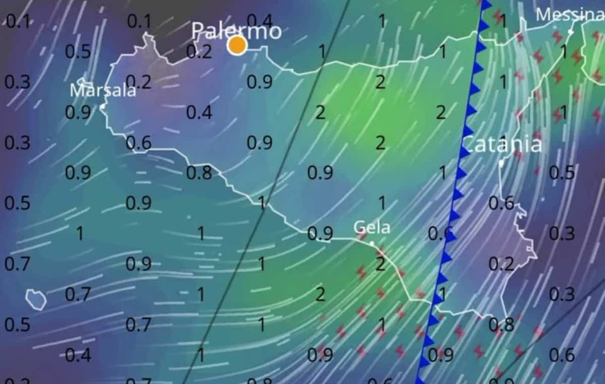 Maltempo Sicilia: oggi forti temporali e calo delle temperature