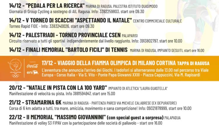 Il 2025 sportivo si chiude a Ragusa con un ricco Calendario di eventi