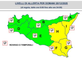 Maltempo Sicilia, allerta gialla per piogge da Ragusa a Catania