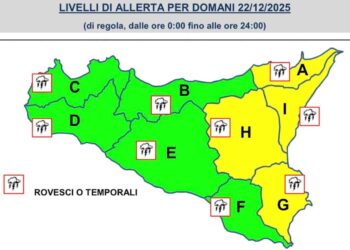 Maltempo Sicilia, nuovo bollettino di allerta meteo per piogge e temporali