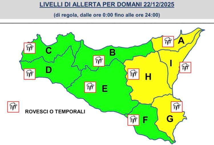Maltempo Sicilia, nuovo bollettino di allerta meteo per piogge e temporali