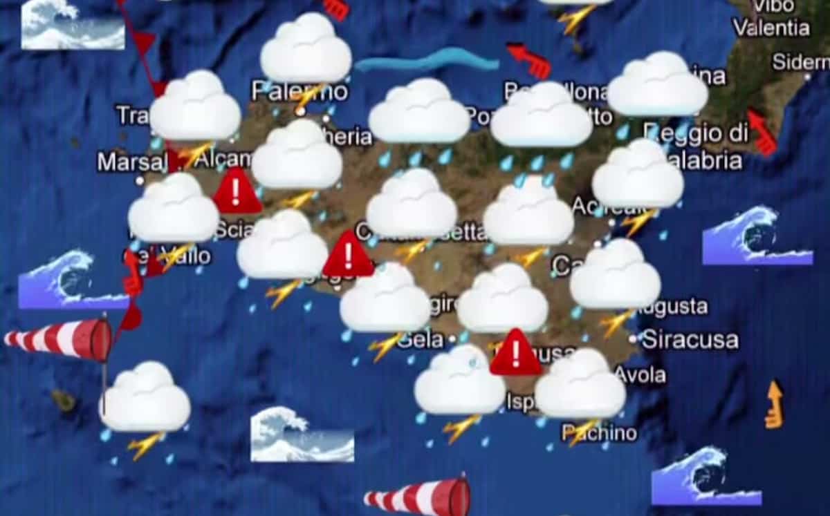 Maltempo Sicilia: in arrivo piogge di forte intensità con locali nubifragi e temporali