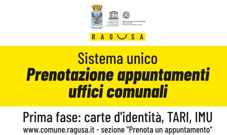 Ragusa, prenotazione online per uffici comunali: al via con carte d’identità, TARI, IMU