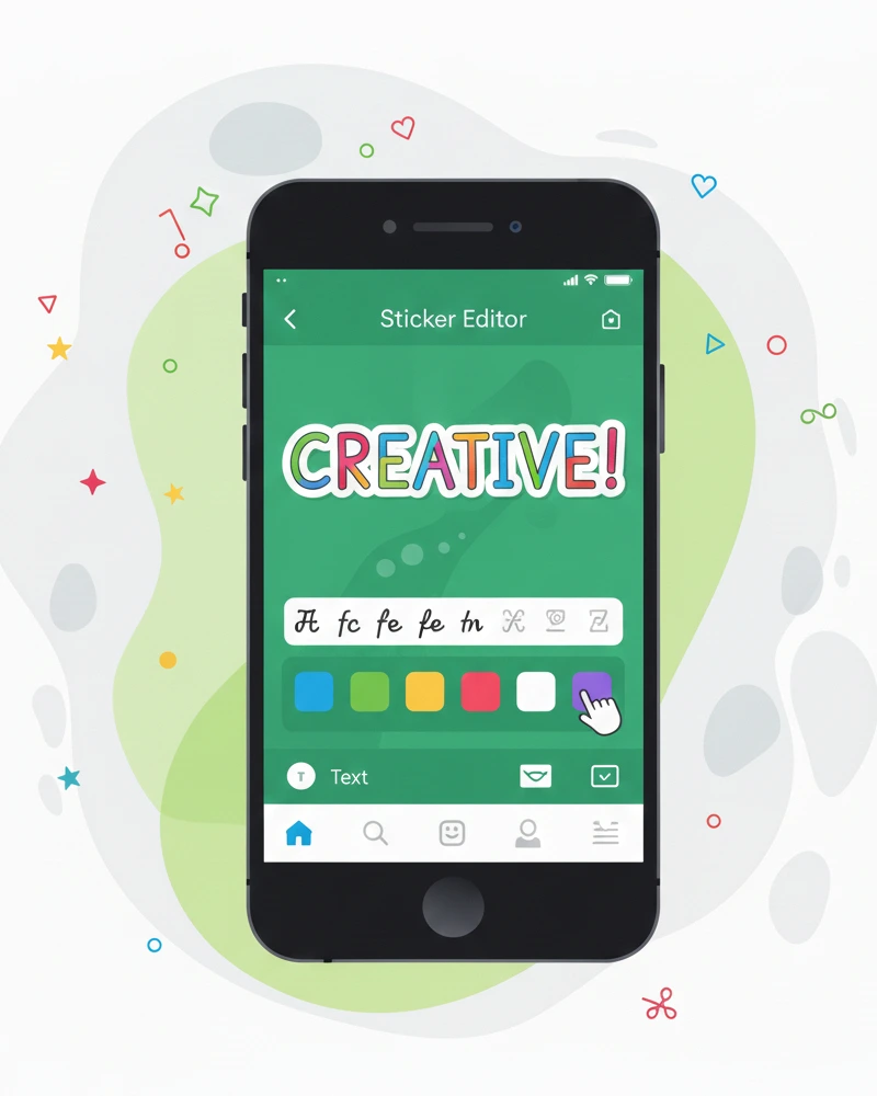 Editor per creare sticker di testo personalizzati.