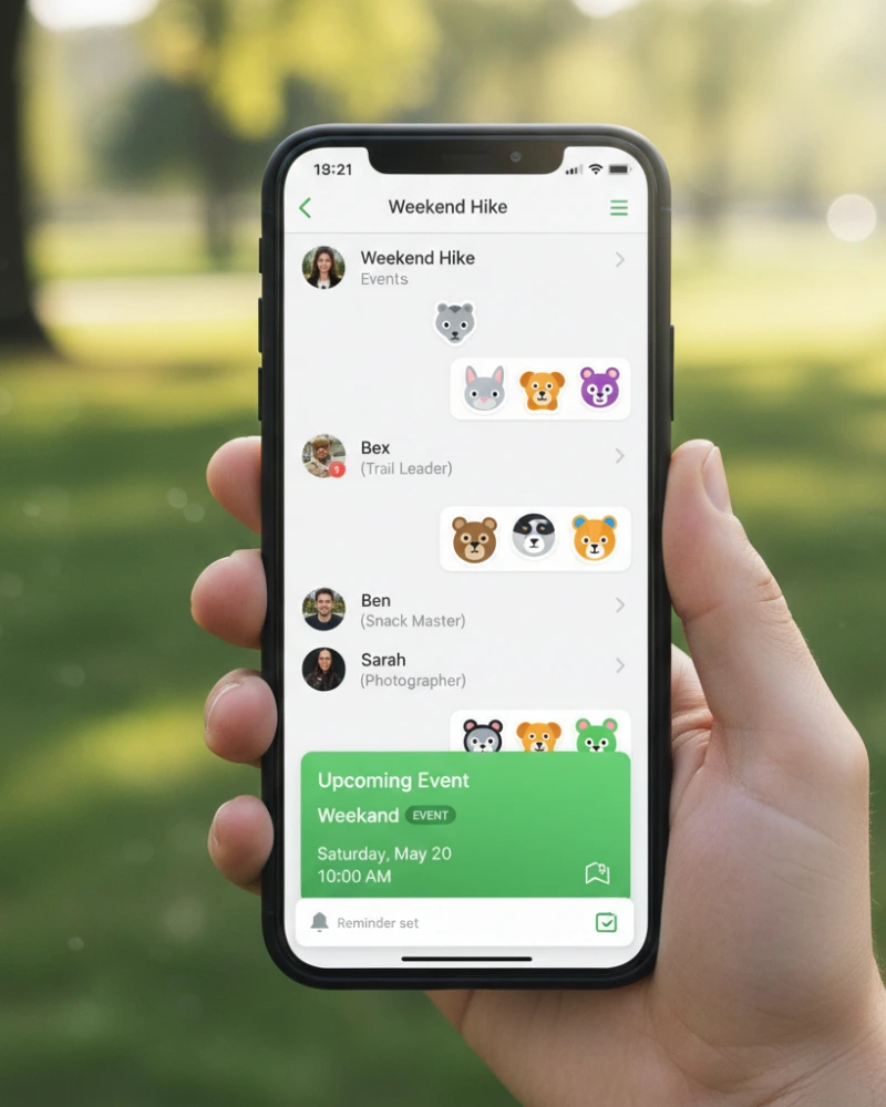 Smartphone che mostra le funzioni avanzate dei gruppi WhatsApp.