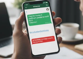 Smartphone con messaggio sospetto su WhatsApp relativo a un falso concorso di danza, simbolo della nuova truffa segnalata dalla Polizia Postale.