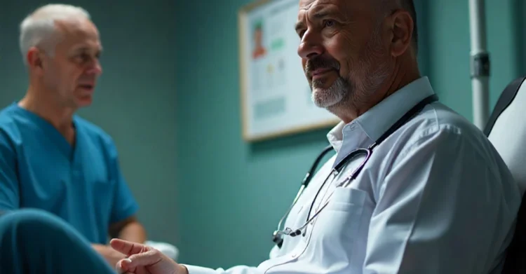 Uomo in visita urologica per prevenzione tumore prostata