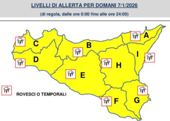 Maltempo Sicilia: allerta Gialla della protezione Civile per il 7 gennaio