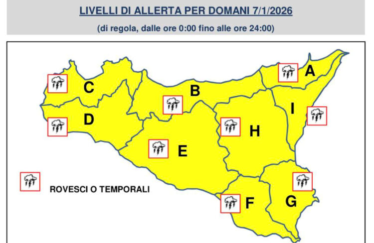 Maltempo Sicilia: allerta Gialla della protezione Civile per il 7 gennaio